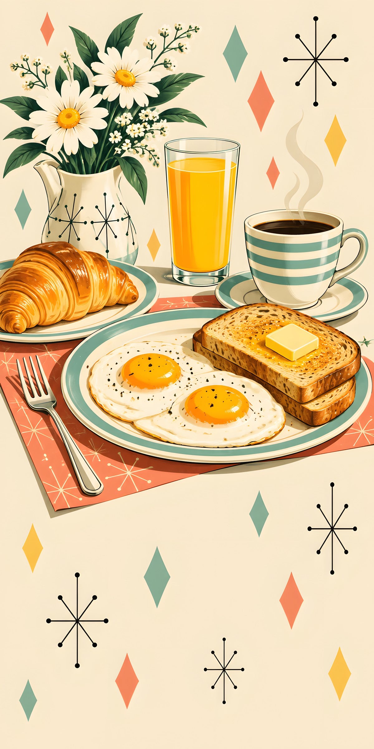 Retro Breakfast fridge wrap full design