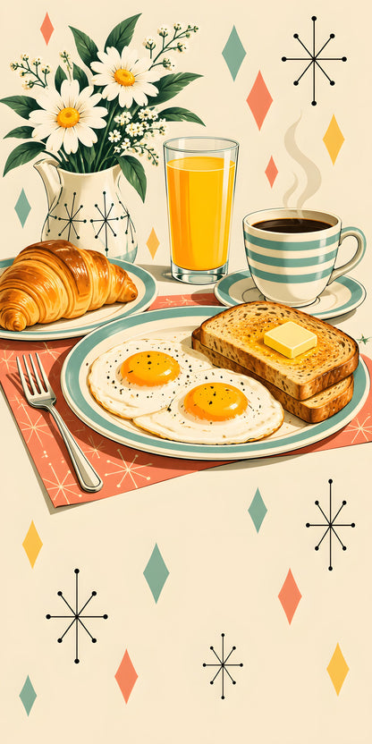 Retro Breakfast fridge wrap full design