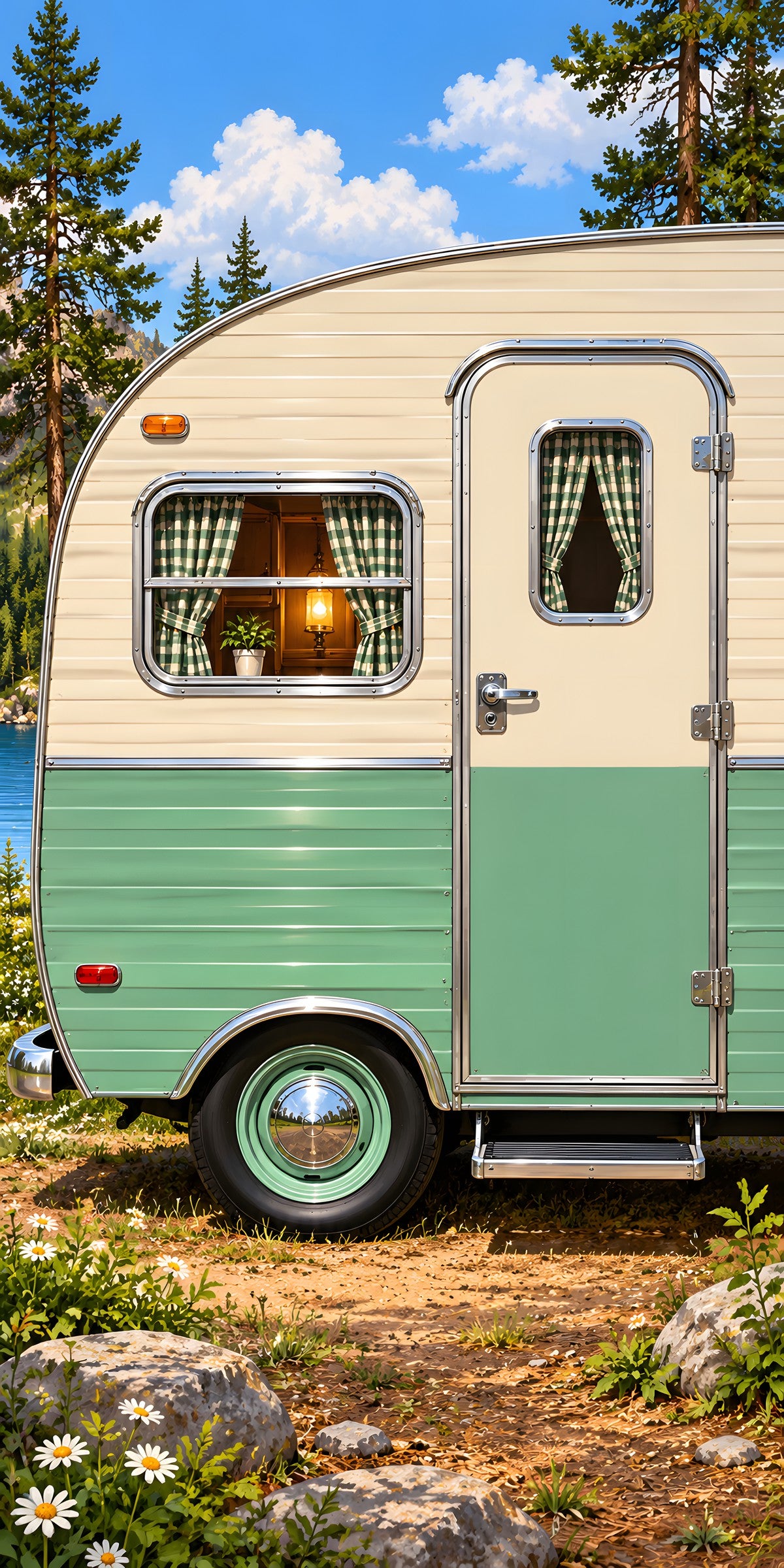 Retro Camper Trailer fridge wrap full design