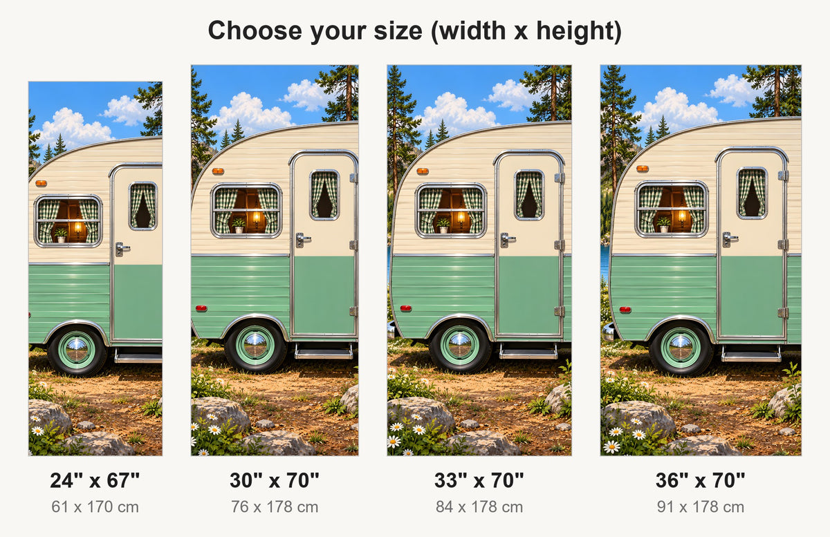 Retro Camper Trailer fridge wrap available sizes 24, 30, 33 and 36 inch