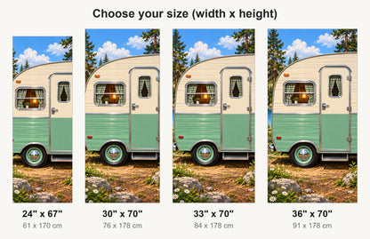 Retro Camper Trailer fridge wrap available sizes 24, 30, 33 and 36 inch