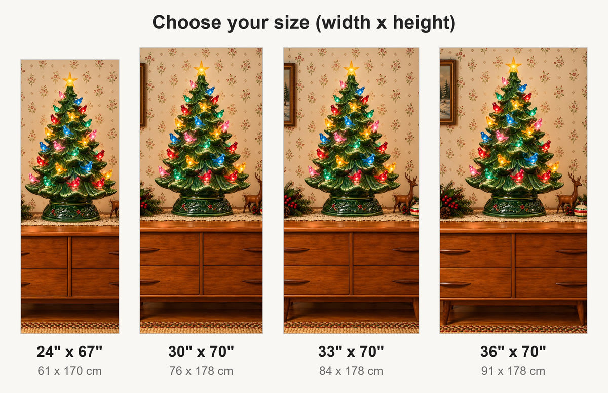 Retro Ceramic Christmas Tree fridge wrap available sizes 24, 30, 33 and 36 inch