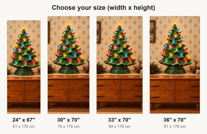 Retro Ceramic Christmas Tree fridge wrap available sizes 24, 30, 33 and 36 inch