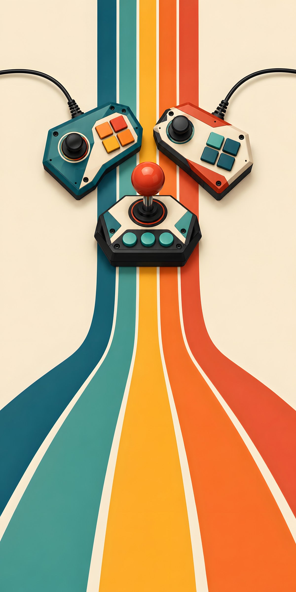 Retro Game Controllers fridge wrap full design