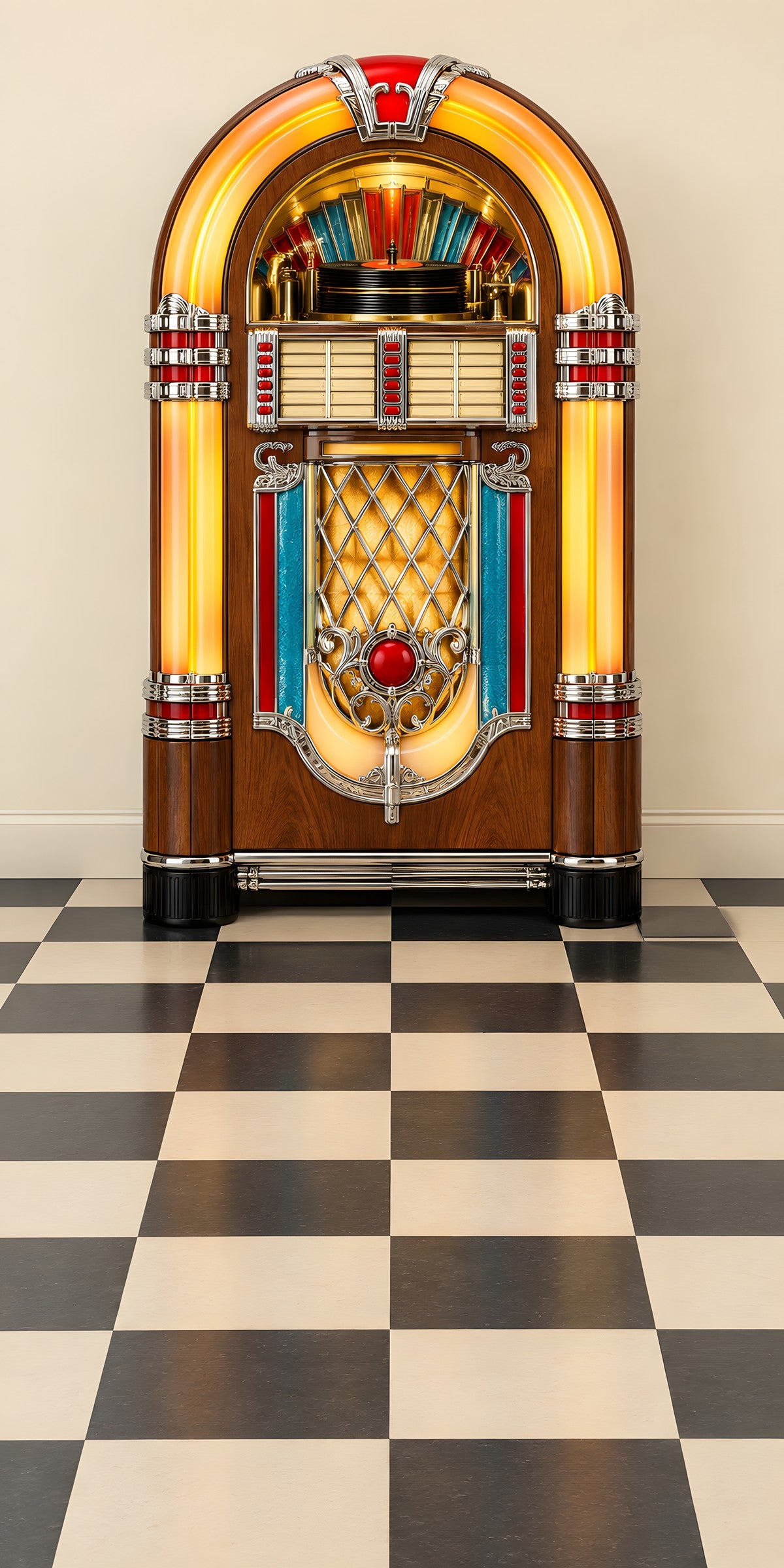 Retro Jukebox fridge wrap full design