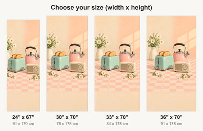 Retro Pastel Kitchen Gadgets fridge wrap available sizes 24, 30, 33 and 36 inch