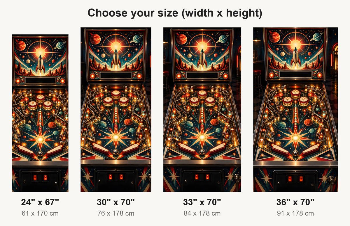 Retro Pinball Machine fridge wrap available sizes 24, 30, 33 and 36 inch