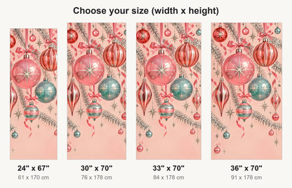 Retro Pink Christmas fridge wrap available sizes 24, 30, 33 and 36 inch