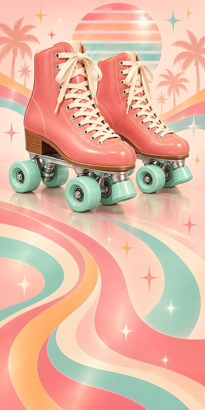 Retro Roller Skates fridge wrap full design