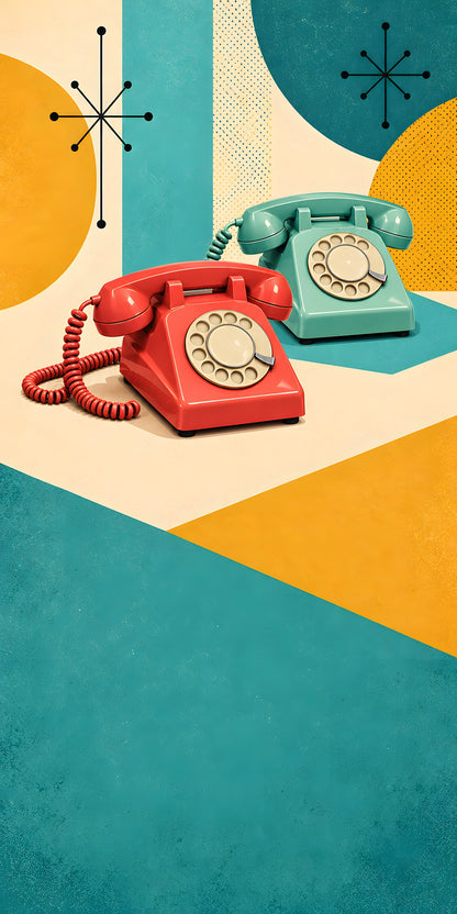 Retro Rotary Telephones fridge wrap full design
