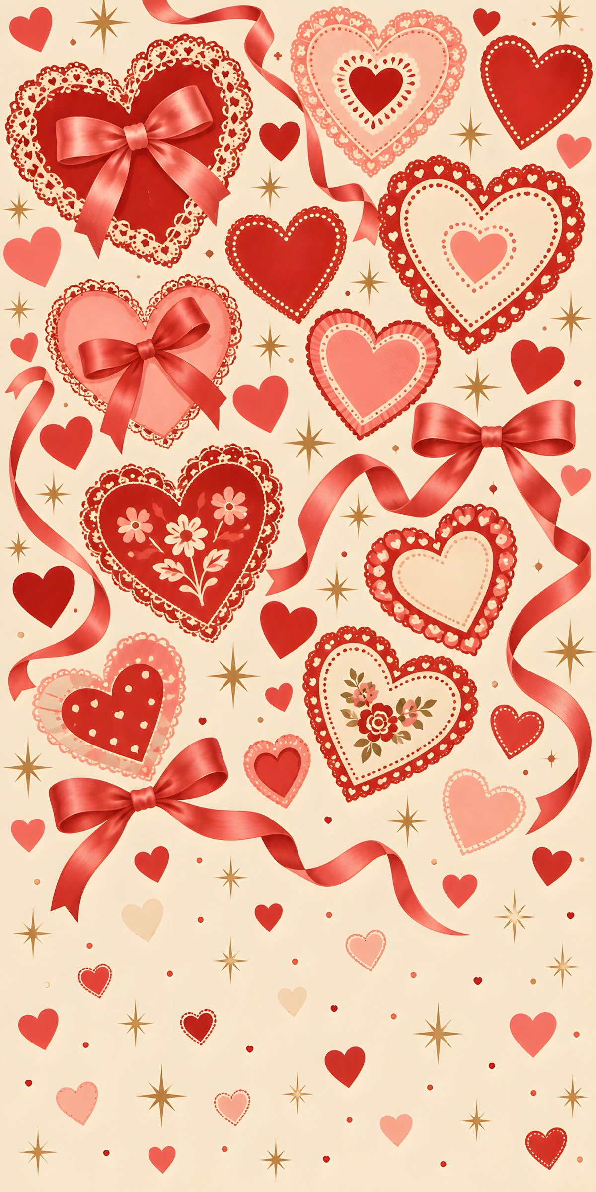 Retro Valentine Hearts fridge wrap full design