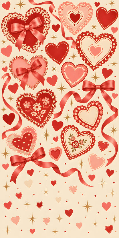 Retro Valentine Hearts fridge wrap full design