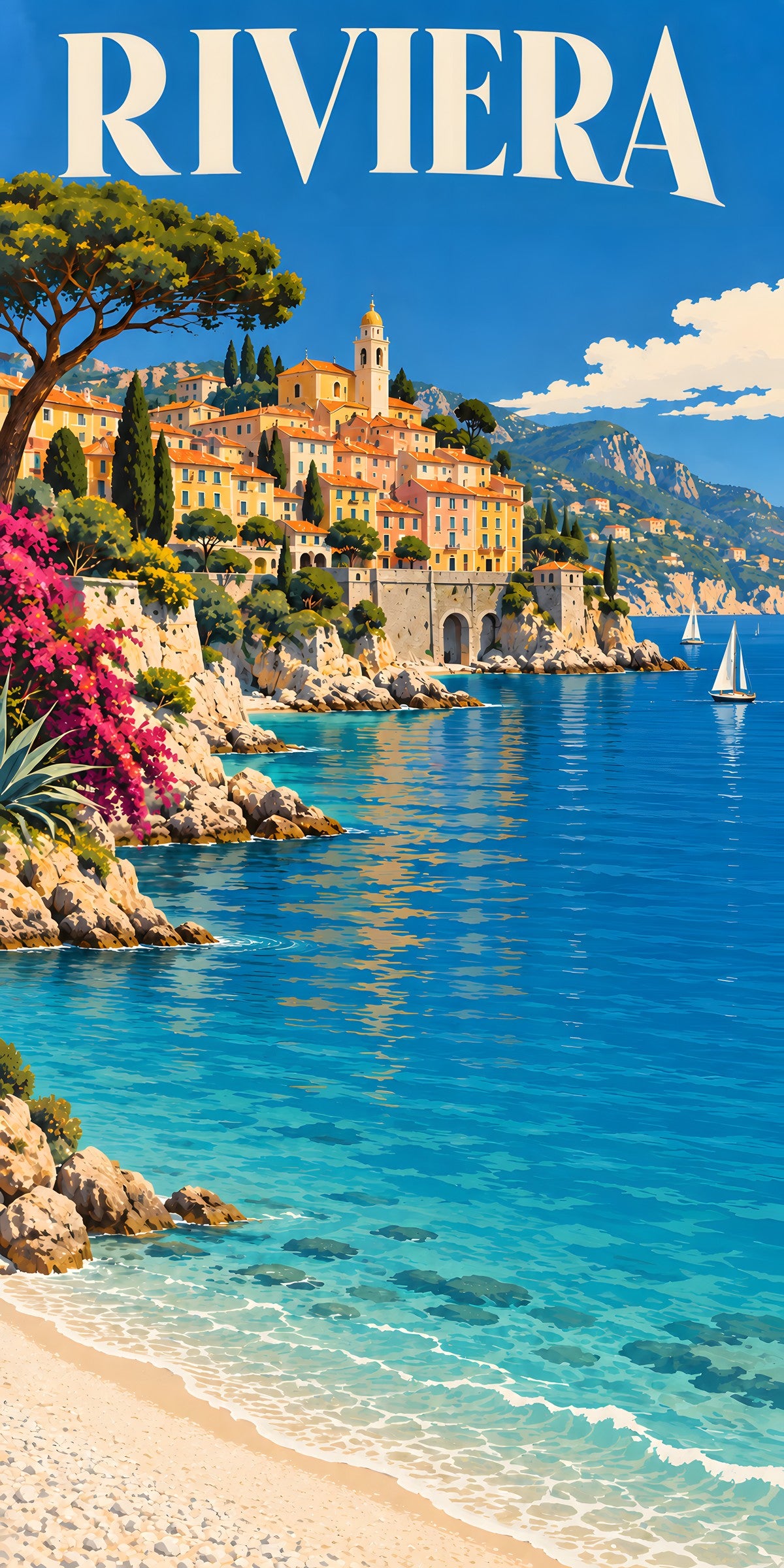 Riviera Travel Poster fridge wrap full design