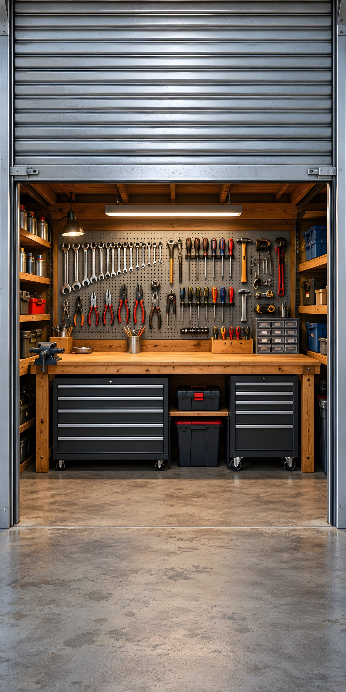Roll-Up Garage Door Workshop fridge wrap full design