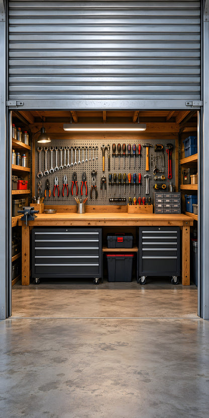 Roll-Up Garage Door Workshop fridge wrap full design