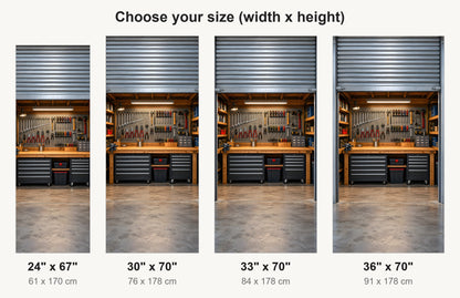 Roll-Up Garage Door Workshop fridge wrap available sizes 24, 30, 33 and 36 inch