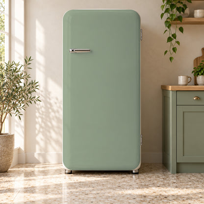 Sage Green fridge wrap on a retro refrigerator