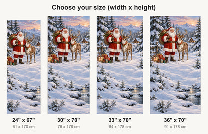 Santa & Reindeer fridge wrap available sizes 24, 30, 33 and 36 inch