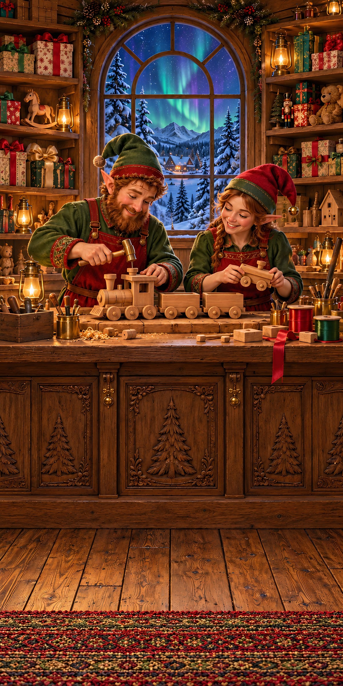 Santa's Workshop fridge wrap full design