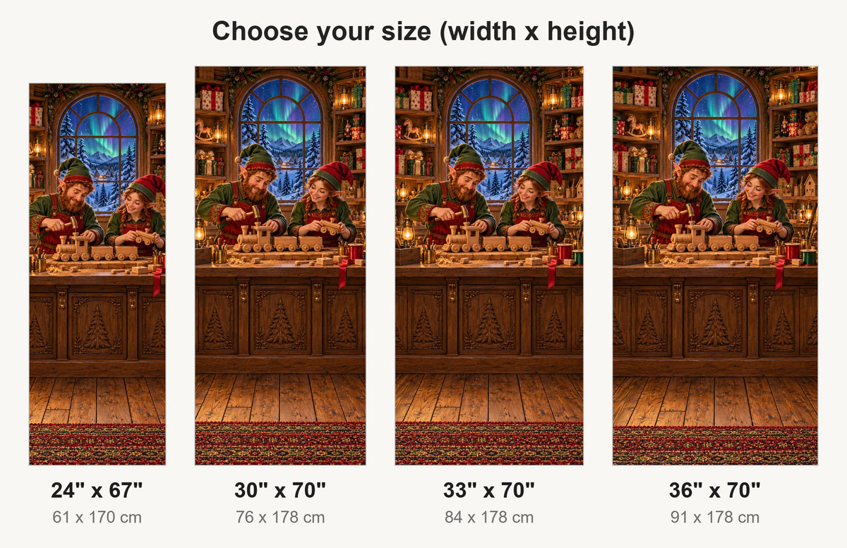 Santa's Workshop fridge wrap available sizes 24, 30, 33 and 36 inch