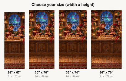 Santa's Workshop fridge wrap available sizes 24, 30, 33 and 36 inch
