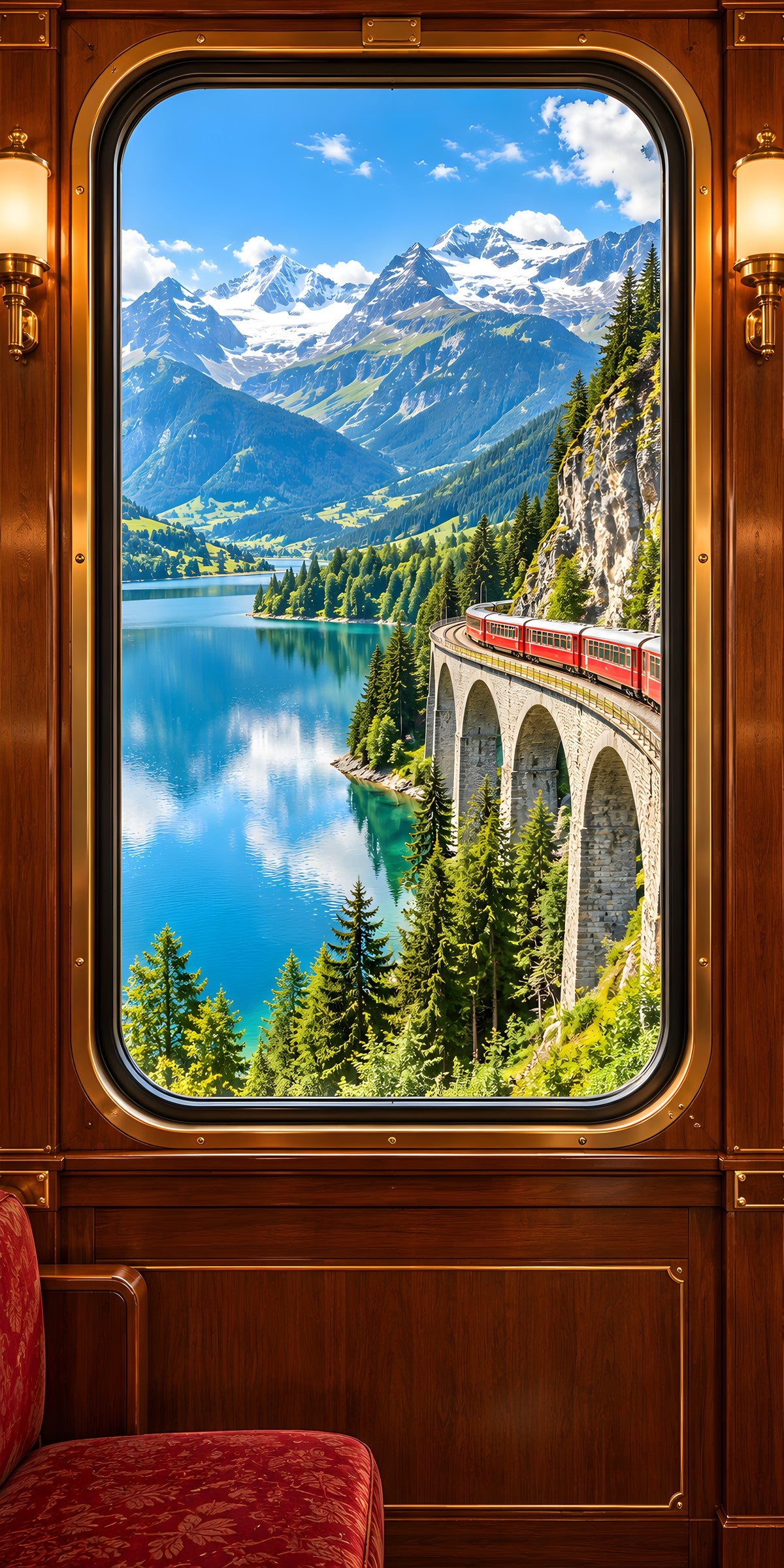 Scenic Train Window fridge wrap full design