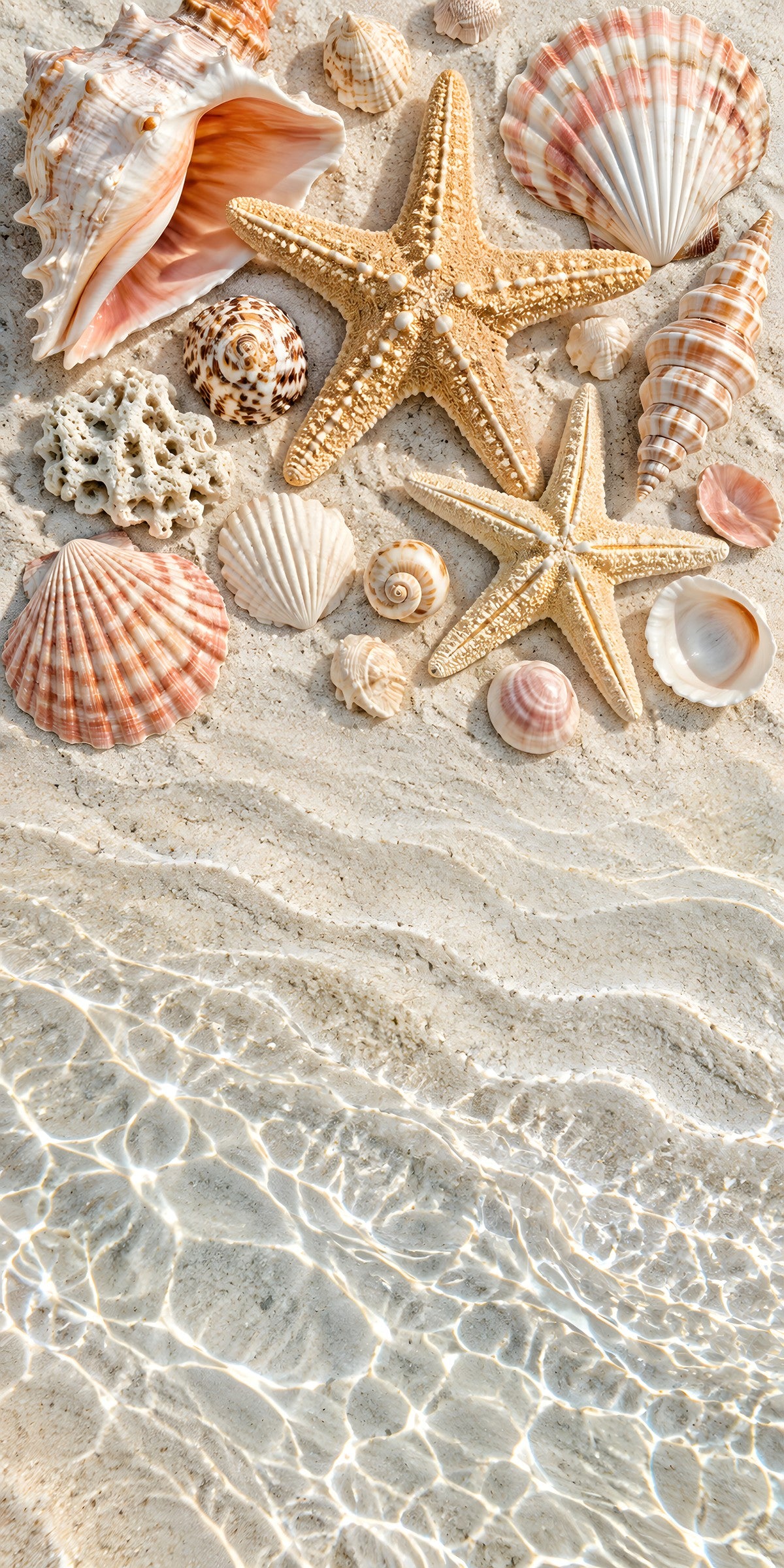 Seashells & Starfish fridge wrap full design