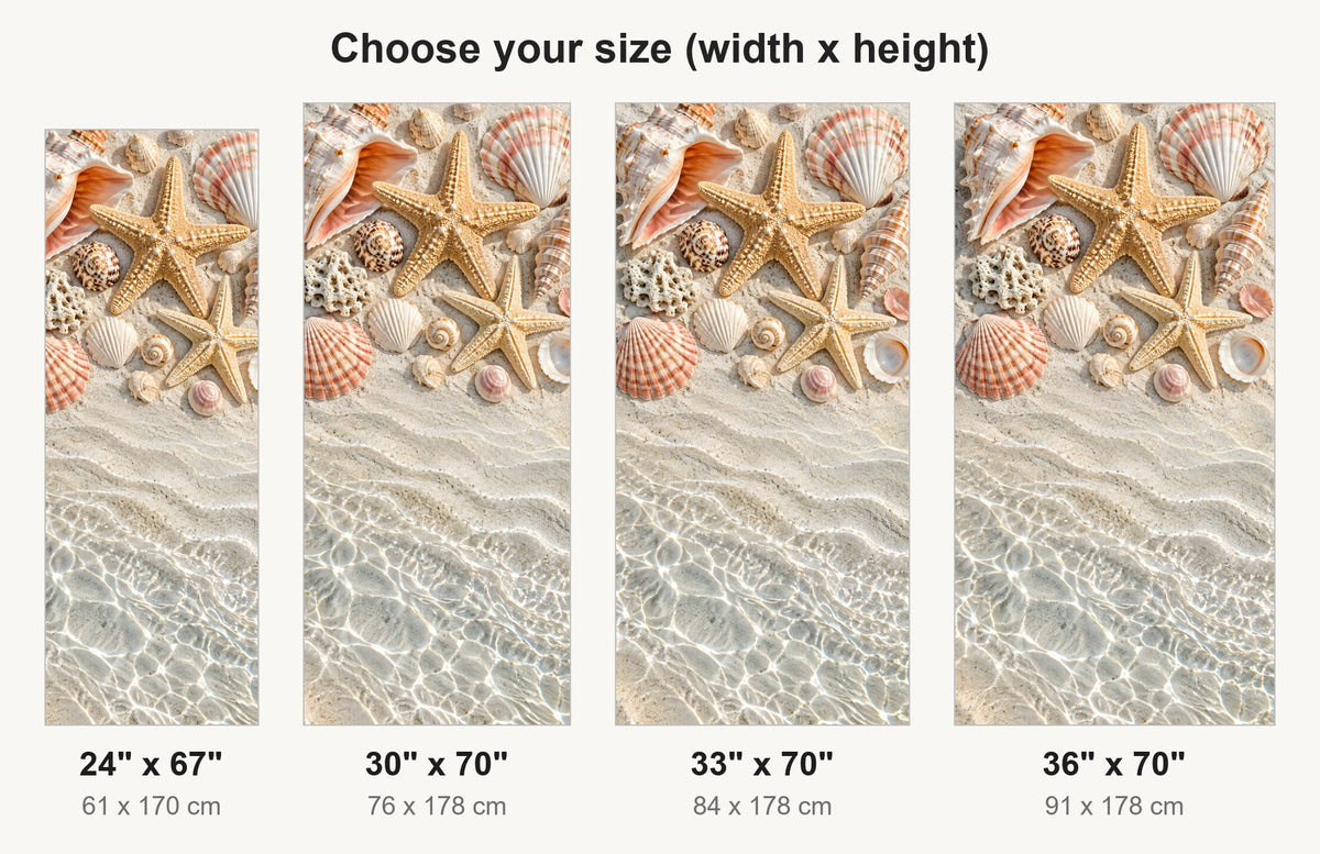 Seashells & Starfish fridge wrap available sizes 24, 30, 33 and 36 inch