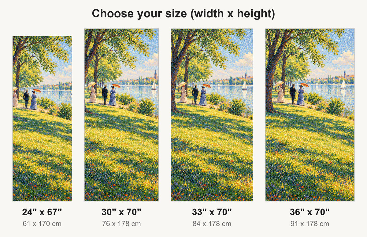Seurat-Inspired Pointillist Park fridge wrap available sizes 24, 30, 33 and 36 inch