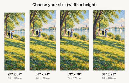 Seurat-Inspired Pointillist Park fridge wrap available sizes 24, 30, 33 and 36 inch