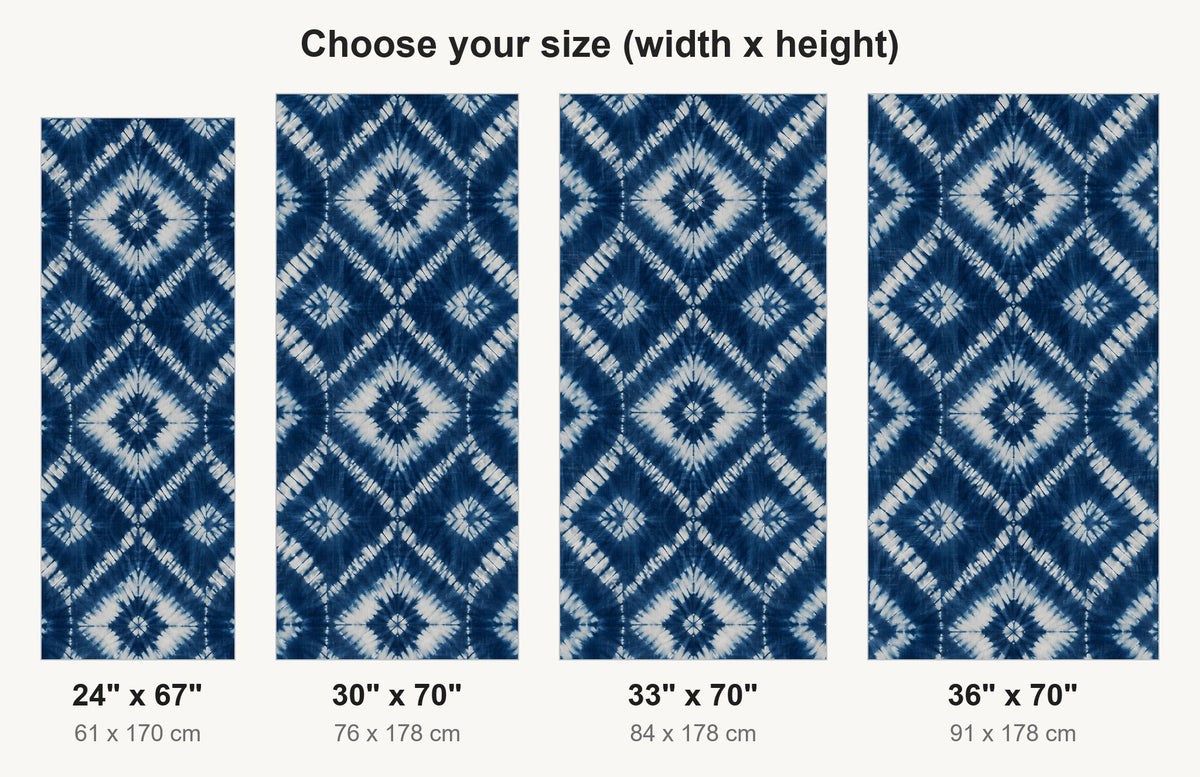 Shibori Indigo Tie-Dye fridge wrap available sizes 24, 30, 33 and 36 inch