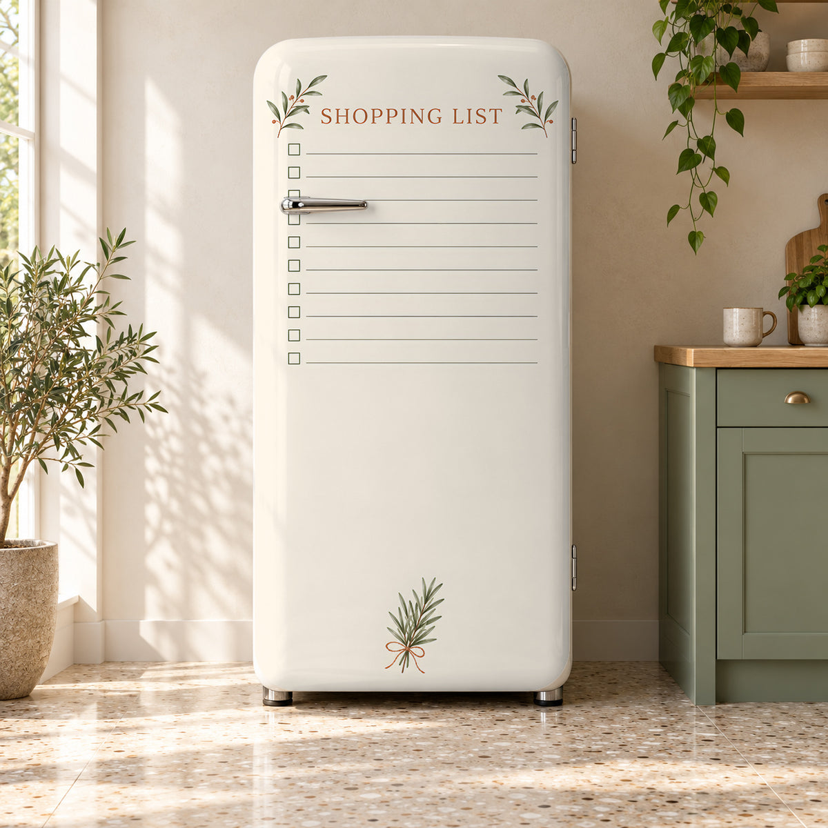 Shopping List fridge wrap on a retro refrigerator