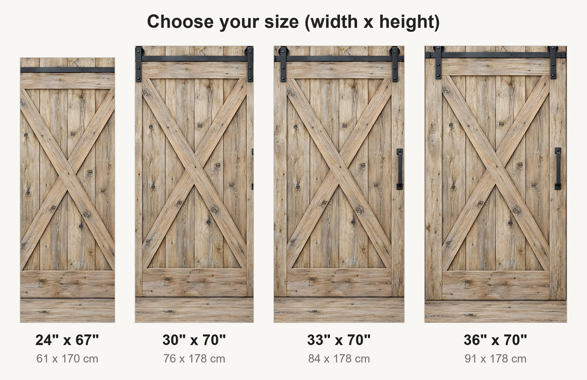 Sliding Barn Door fridge wrap available sizes 24, 30, 33 and 36 inch