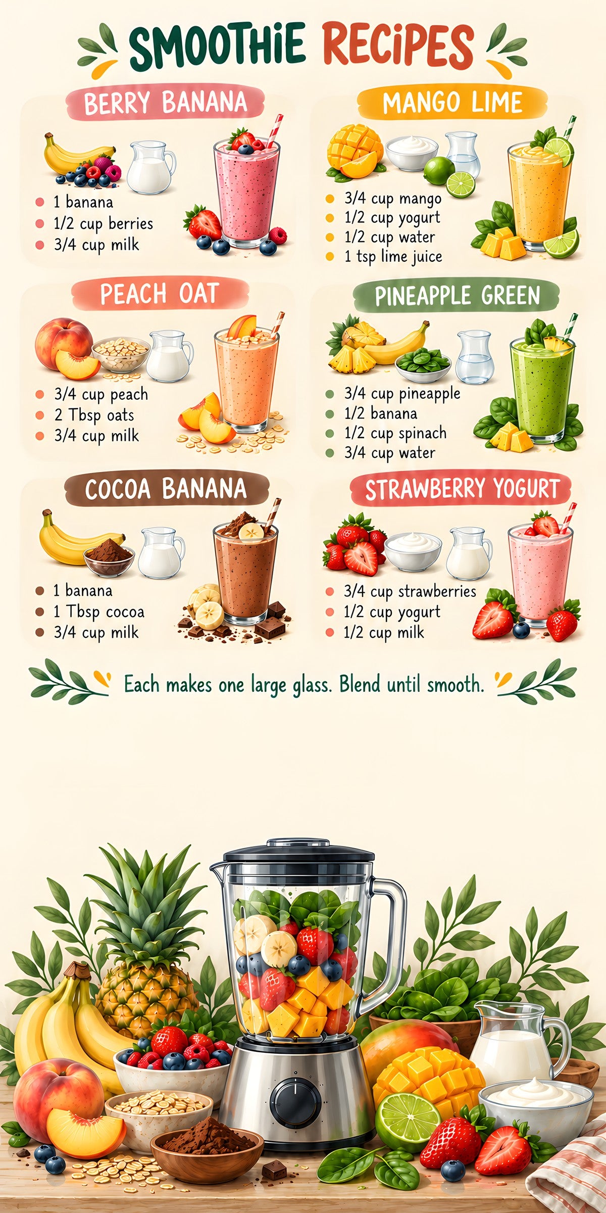 Smoothie Recipes Chart fridge wrap full design