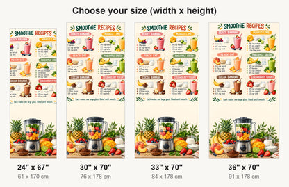 Smoothie Recipes Chart fridge wrap available sizes 24, 30, 33 and 36 inch