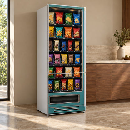 Snack Vending Machine fridge wrap, refrigerator shown at an angle