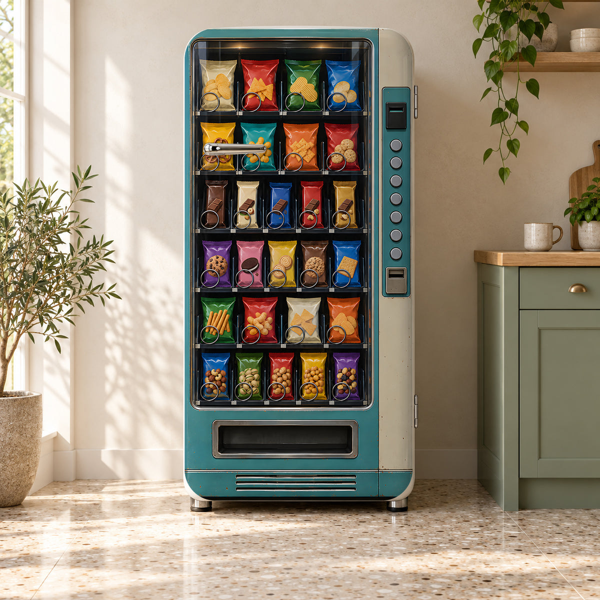Snack Vending Machine fridge wrap on a retro refrigerator