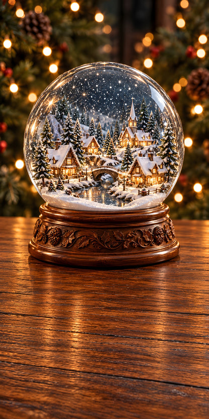 Snow Globe Village fridge wrap full design