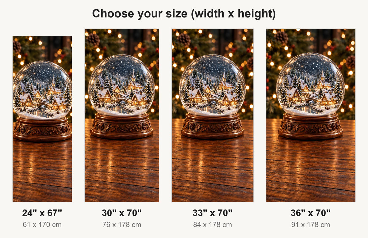 Snow Globe Village fridge wrap available sizes 24, 30, 33 and 36 inch