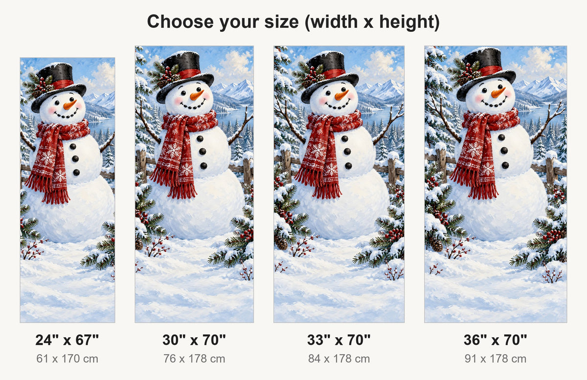 Snowman fridge wrap available sizes 24, 30, 33 and 36 inch