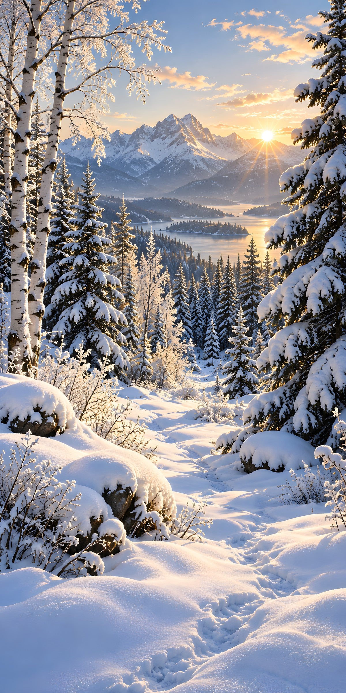 Snowy Winter Forest fridge wrap full design