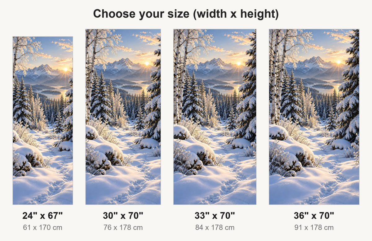 Snowy Winter Forest fridge wrap available sizes 24, 30, 33 and 36 inch