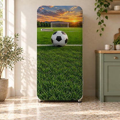 Soccer Field fridge wrap on a retro refrigerator