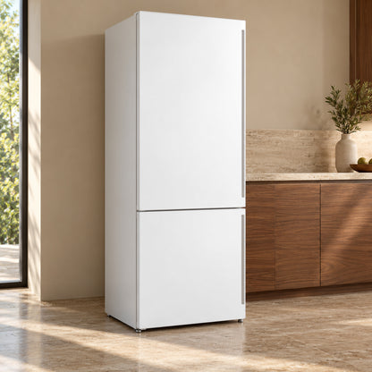 Solid White fridge wrap, refrigerator shown at an angle