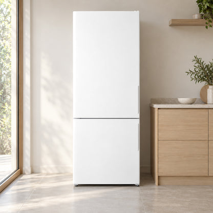 Solid White fridge wrap on a white refrigerator in a bright kitchen