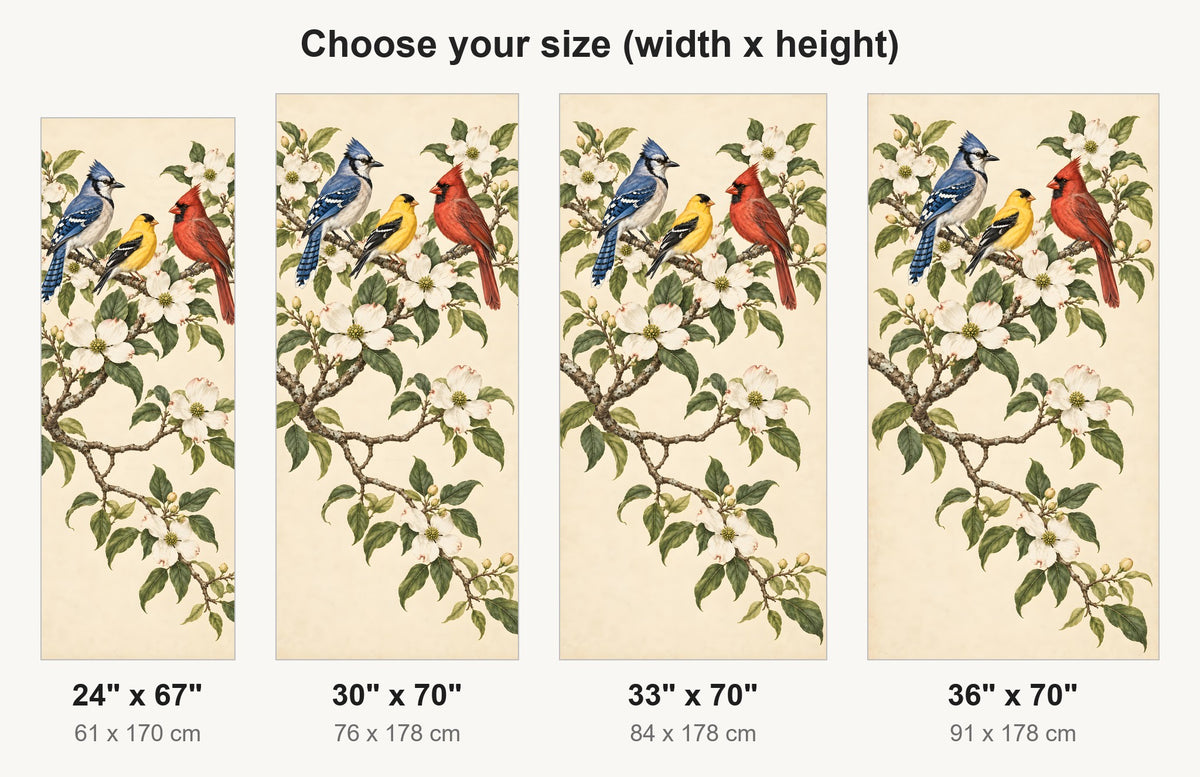 Songbirds & Dogwood fridge wrap available sizes 24, 30, 33 and 36 inch