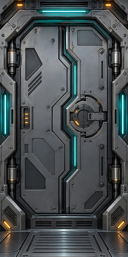 Spaceship Airlock Door fridge wrap full design