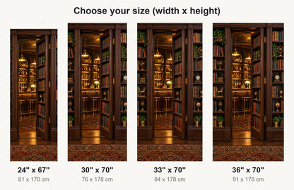 Speakeasy Hidden Bookcase Door fridge wrap available sizes 24, 30, 33 and 36 inch