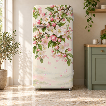 Spring Blossoms fridge wrap on a retro refrigerator