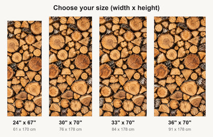 Stacked Firewood fridge wrap available sizes 24, 30, 33 and 36 inch